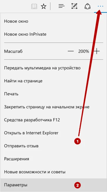 Параметры браузера Microsoft Edge