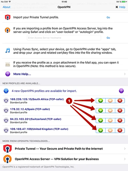 Adding files to the OpenVPN on iOS