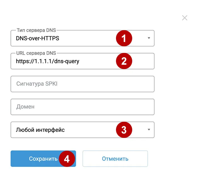 Подключить защищенный DNS сервер для AmneziaWG на роутере Keenetic