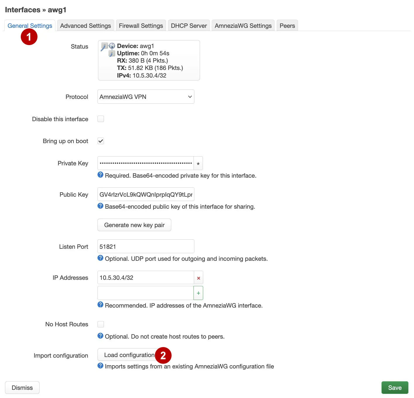 Load AmneziaWG config on the OpenWRT router