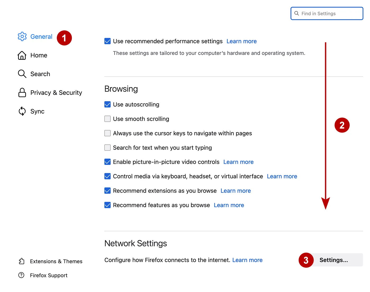Network settings in Firefox on macOS