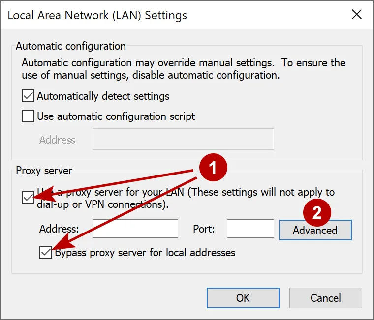 Use proxy in Internet Explorer on Windows